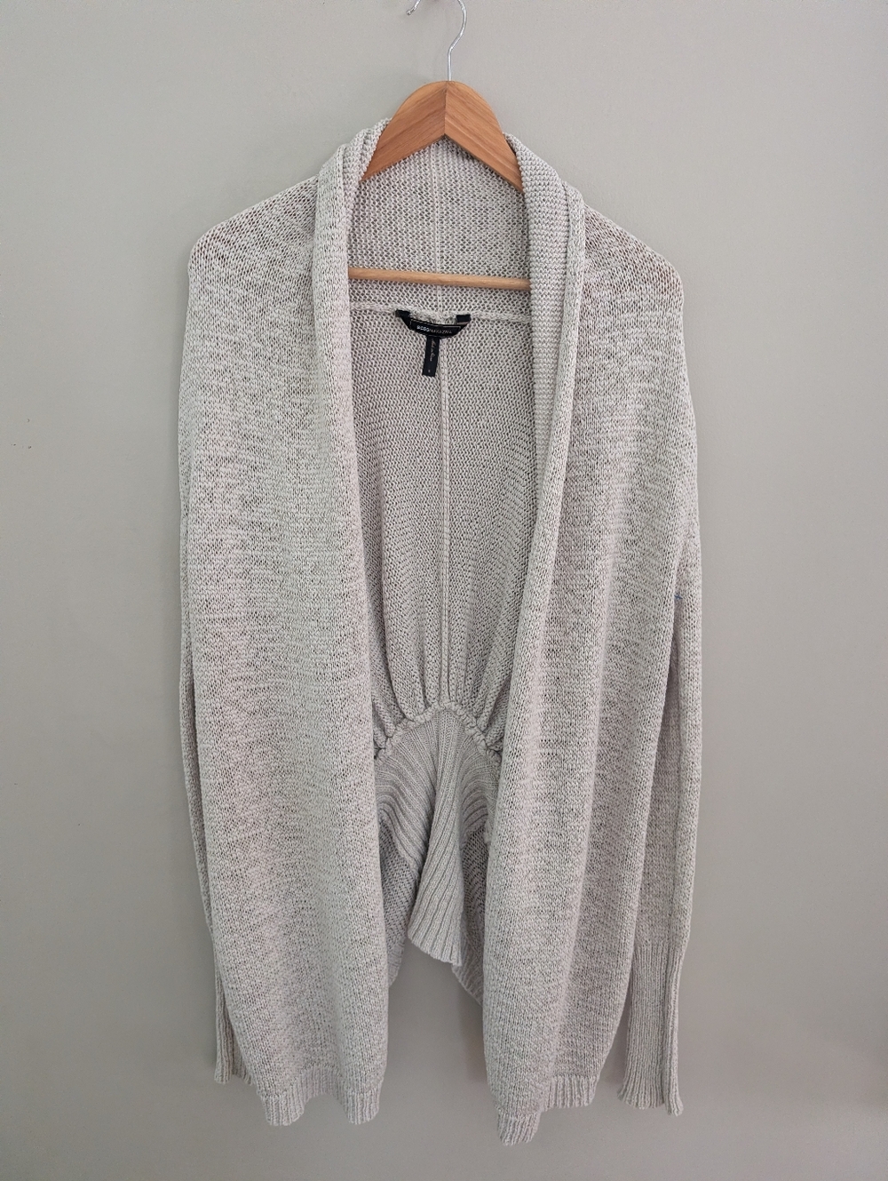 BCBG Maxazria Beige Open Knit Oversized Short Sleeve Shawl Cardigan Size S